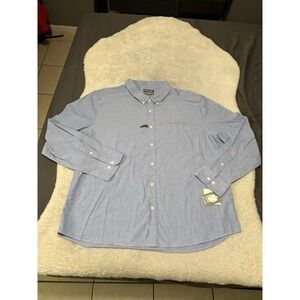 New Falls‎ Creek Stretch Blue Button Down Dress Preppy No Tuck Shirt Size XXL